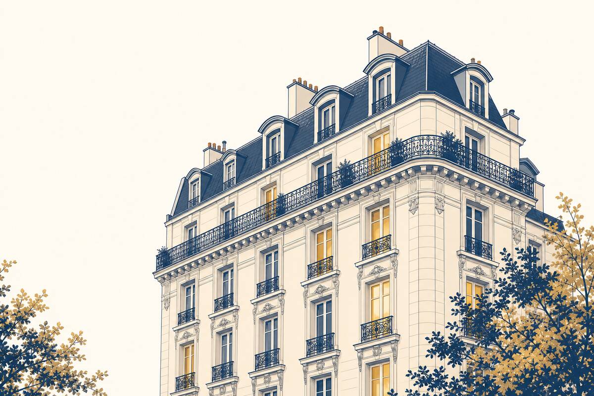 Immeuble en copropriété au style haussmannien, illustration dans la charte Contesto